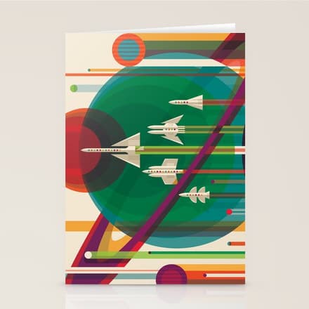 Nasa Retro Space Travel Poster The Grand Tour Stationery Card