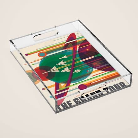 Nasa Retro Space Travel Poster The Grand Tour Acrylic Tray