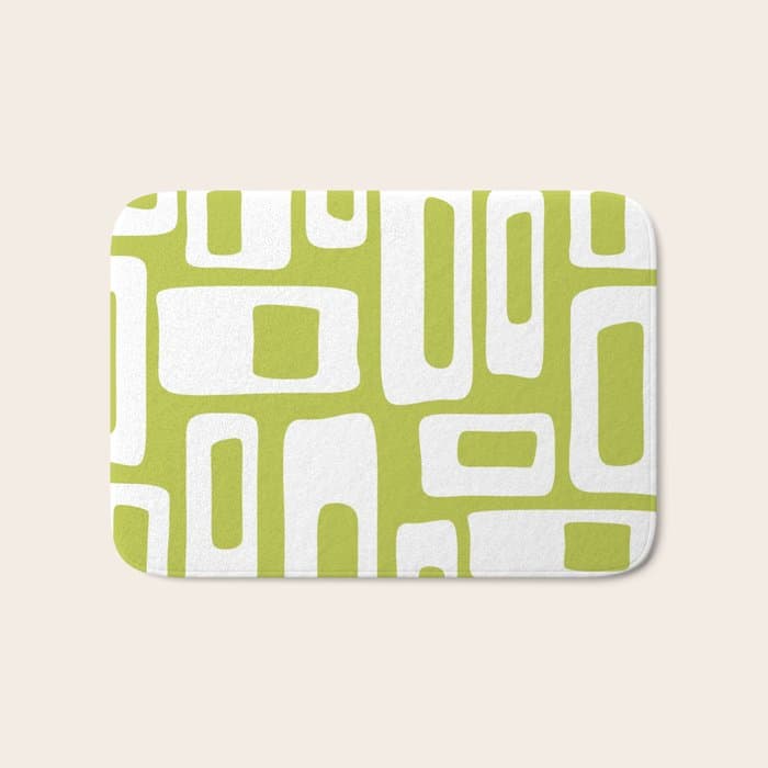 Retro Mid Century Modern Abstract Pattern 335 Chartreuse Bath Mat