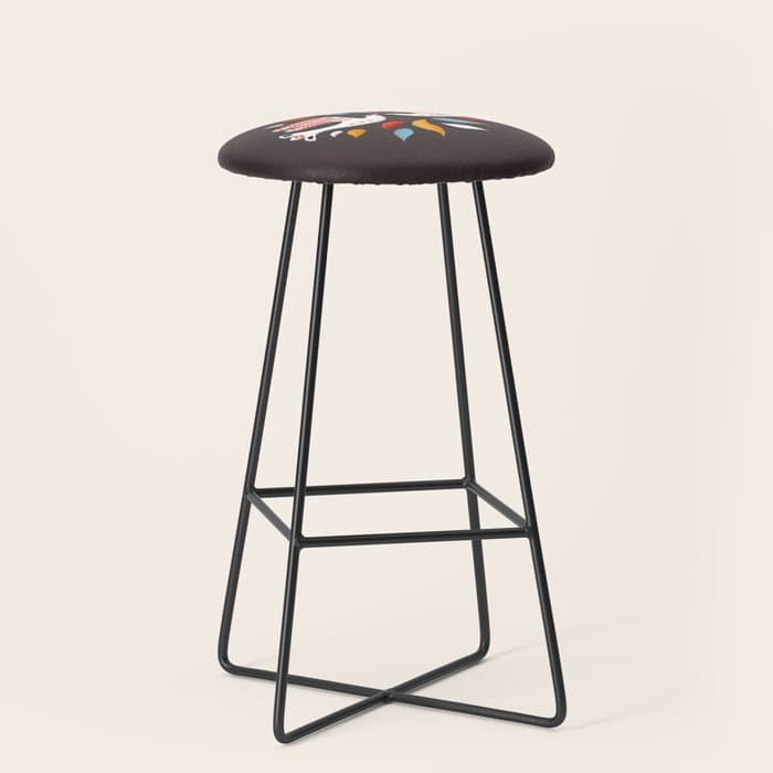 Retro christmas birds illustration Stool