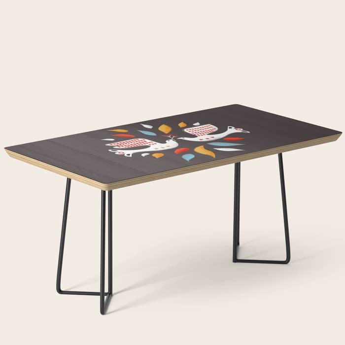Retro christmas birds illustration Coffee Table