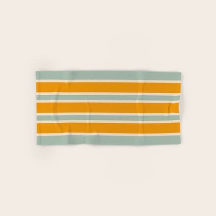 70s Style Mint Orange White Retro Stripes Pomona Bath Towel