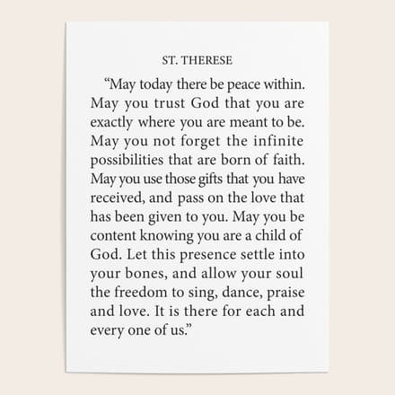 St. Therese Quote, May Today There Be Peace, Poster