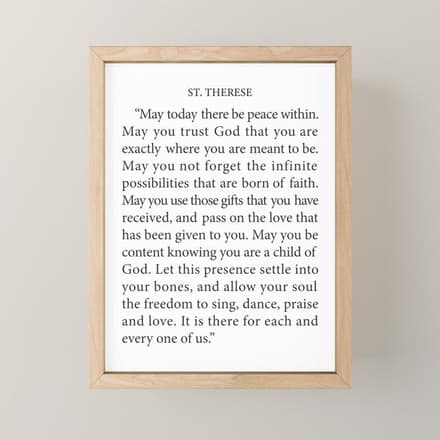 St. Therese Quote, May Today There Be Peace, Mini Art Print