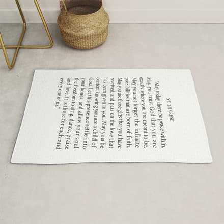 St. Therese Quote, May Today There Be Peace, Rug