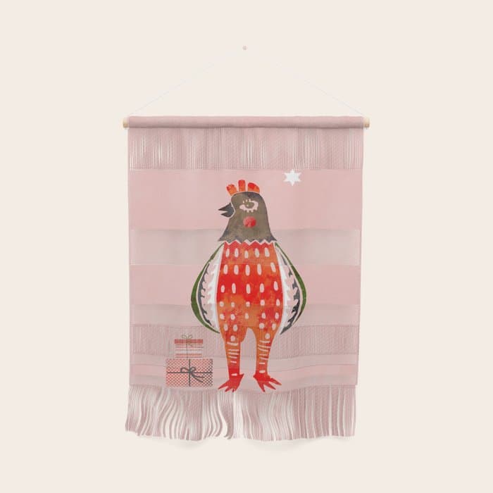 Christmas Chicken - illustration Wall Hanging