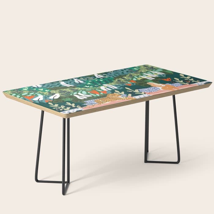 Chilling by the pool with my leopard Tropical Jungle Nature Wildlife Bohemian Morocco Travel Coffee Table