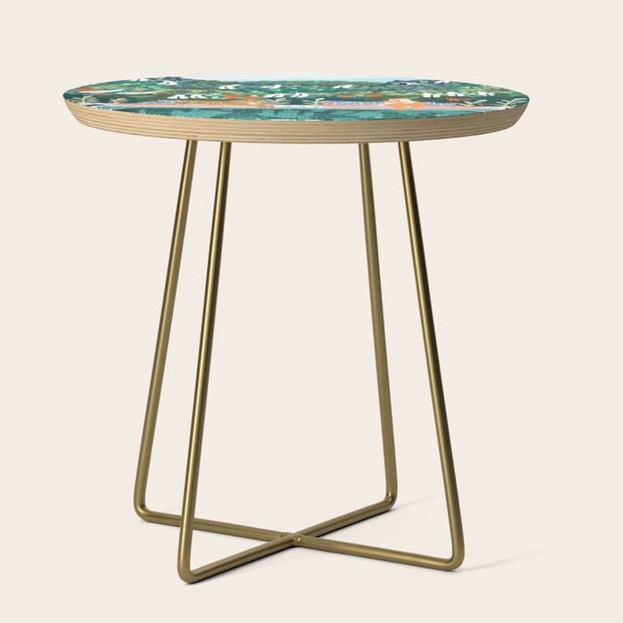 Chilling by the pool with my leopard Tropical Jungle Nature Wildlife Bohemian Morocco Travel Side Table