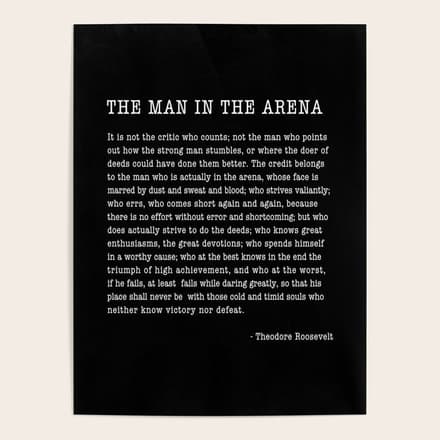 The Man In The Arena, Theodore Roosevelt Quote, Poster