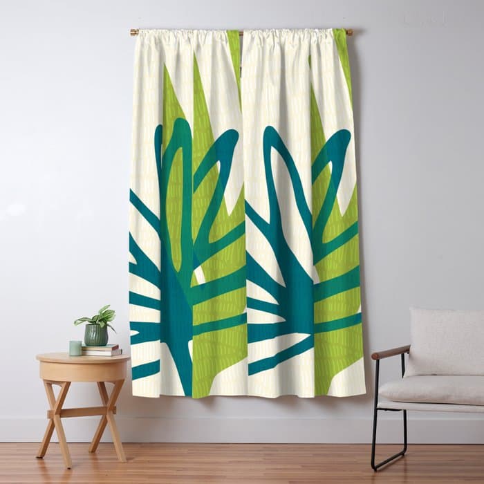 Playful Abstract Plant Shapes Window Curtain