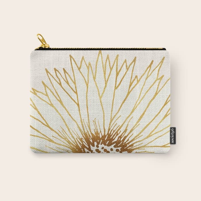Gold Sunflower Floral Illustration Carry All Pouch