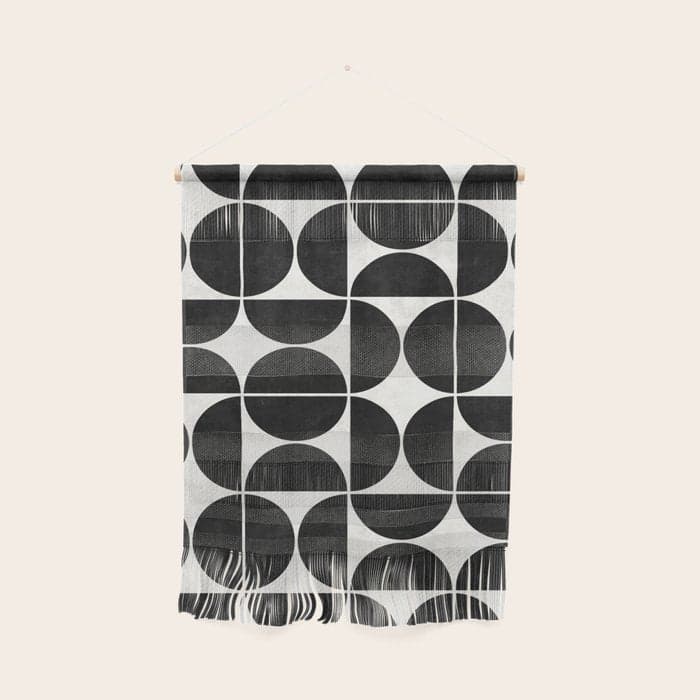 Mid-Century Modern Pattern No.3 - Black and White Wall Hanging
