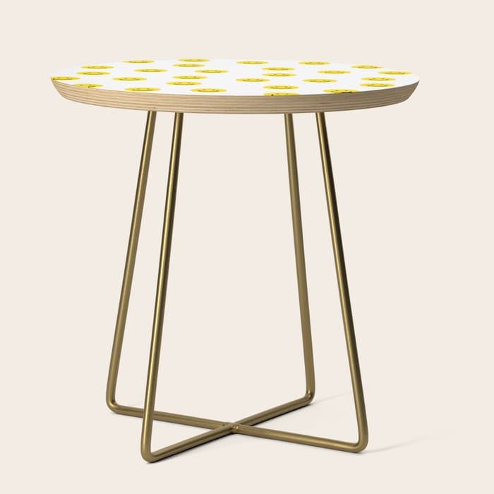 Smiley faces white yellow happy simple smiley pattern smile face kids nursery boys girls decor Side Table