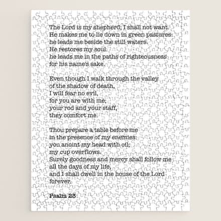 Psalm 23 Bible Verse Print - The Lord Is My Shepherd Jigsaw Puzzle