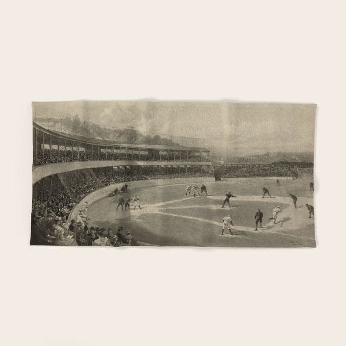 Vintage Illustration of a Baseball Game (1894) Bath Towel