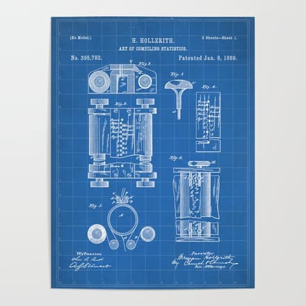 First Computer Patent - Technology Art - Blueprint Poster
