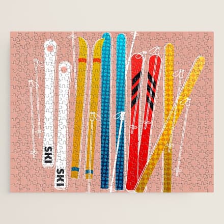 Colorful Ski Illustration And Pattern No 2 Jigsaw Puzzle