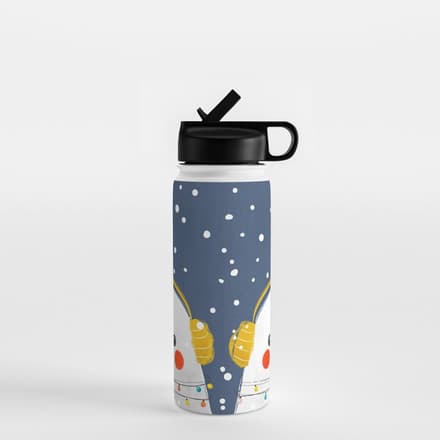 Christmas Baby Seal With Fairy Lights Water Bottle