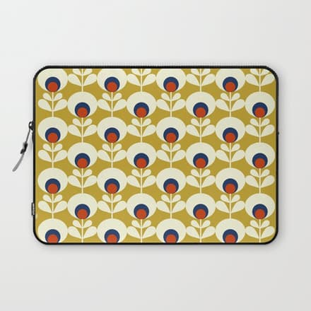 Flowers Geometry Mustard - Retro Pattern No3 Laptop Sleeve