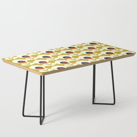 Flowers Geometry Mustard - Retro Pattern No3 Coffee Table