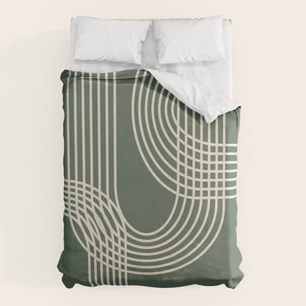 Minimalist Lines In Forest Green Duvet Cover