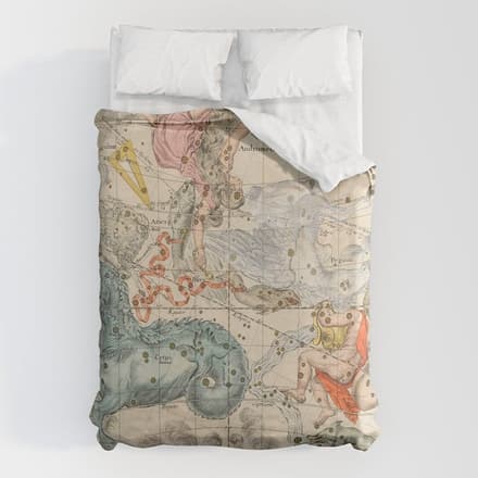 Vintage Celestial & Astrological Map  (1693) Duvet Cover