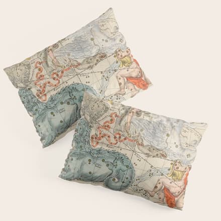 Vintage Celestial & Astrological Map  (1693) Pillow Sham