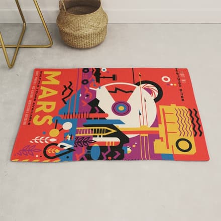 Nasa Retro Space Travel Poster #9 Mars Rug
