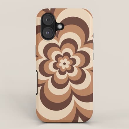 70s Retro Flower Power In Coffee Brown Iphone Case