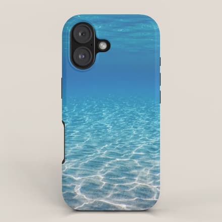 Underwater Blue Ocean, Sandy Sea Bottom Underwater Background Iphone Case
