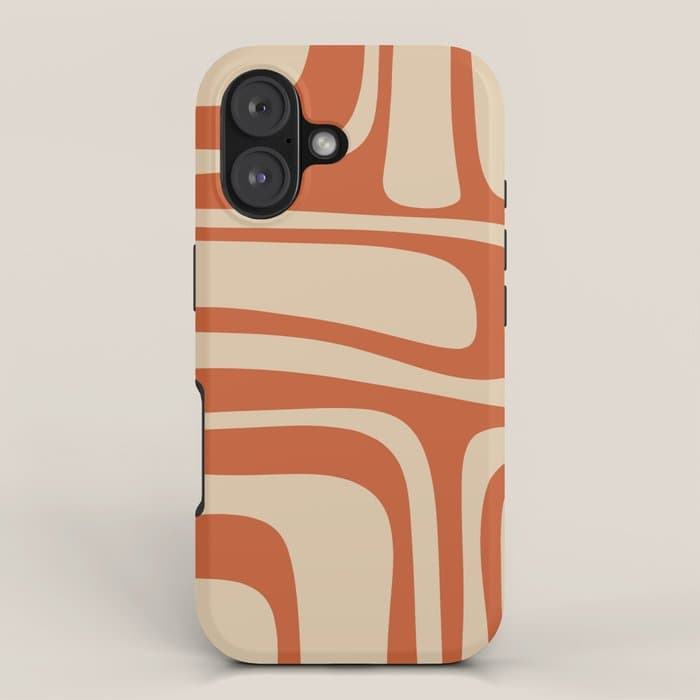 Palm Springs - Midcentury Modern Retro Pattern in Mid Mod Beige and Burnt Orange iPhone Case