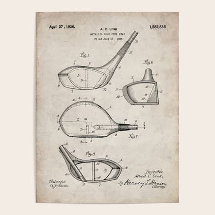 Golf Driver Patent - Golf Art - Antique Poster