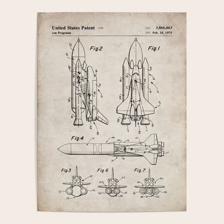 Nasa Space Shuttle Patent - Nasa Shuttle Art - Antique Poster