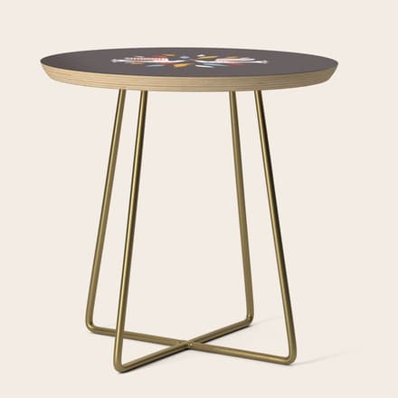 Retro Christmas Birds Illustration Side Table