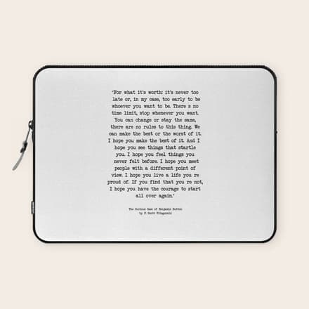 It'S Never Too Late Benjamin Button Laptop Sleeve