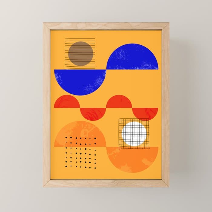 Mid-century shapes abstract no7 Mini Art Print