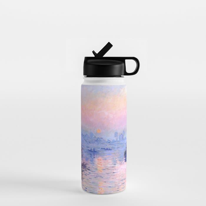 Claude Monet "Sunset on the Seine at Lavacourt. Winter Effect" Water Bottle