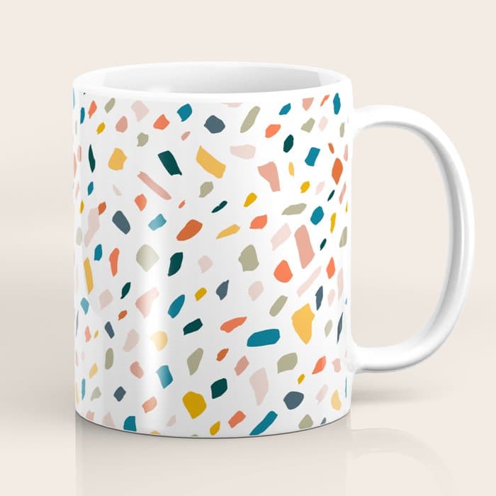 Terrazzo, Abstract Quirky Shapes Bohemian Modern Pattern Confetti Celebration Random Colorful Shapes Coffee Mug