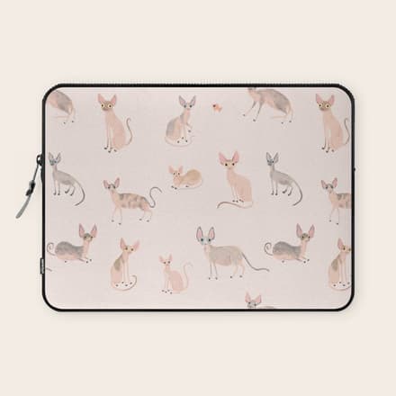 Sphynx Cats - No Furr Don'T Care - Cat Pink Laptop Sleeve