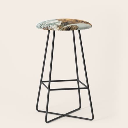 Snow + Golden Pine Photography Landscape Wall Decor, Scenic Nature Stool