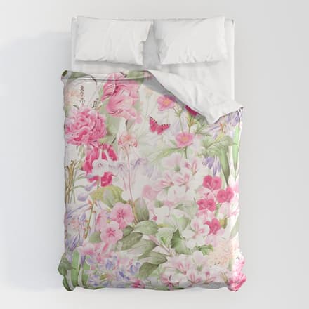 Vintage & Shabby Chic - Pastel Spring Flower Medow Duvet Cover