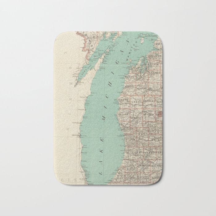 Vintage Map of Lake Michigan (1888) Bath Mat