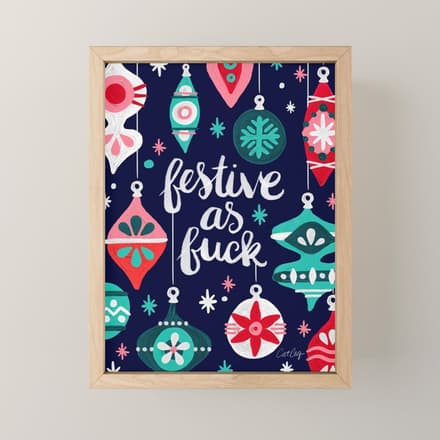 Festive As Fuck - Navy Palette Mini Art Print