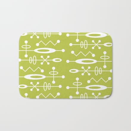 Mid Century Modern Radioactive Surfer 251 Chartreuse Bath Mat