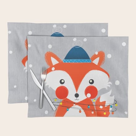 Christmas Fox With Fairy Lights Placemat