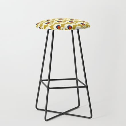 Flowers Geometry Mustard - Retro Pattern No3 Stool
