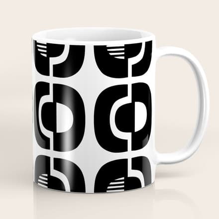 Mid Century Modern Geometric 921 Black And White Coffee Mug