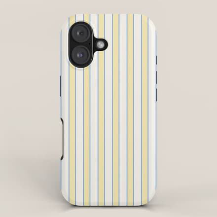 Elegant Cabana Stripe Yellow And Blue Retro Boho Coastal Beach Vibe Iphone Case