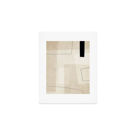 Minimalist Beige Black Japandi Artwork Ii Art Print