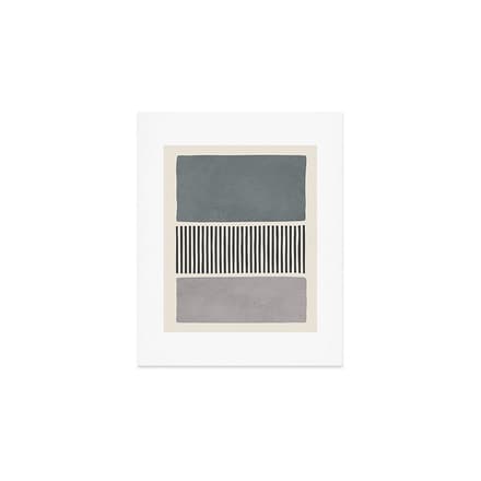 Gray Beige Black Lines Minimalist Art Print